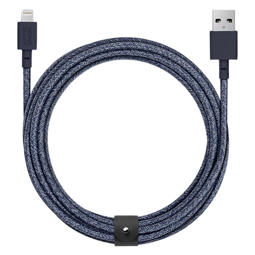Native Union® Belt Cable XL BELT-L-IND-3-NP USB-A to Lightning MFi Certified 3m Cable - Indigo