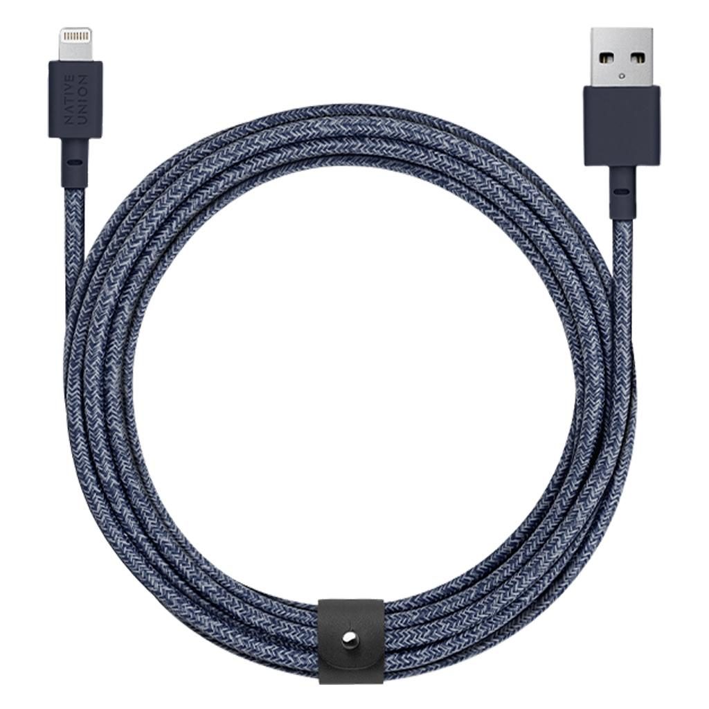 Native Union® Belt XL BELT-L-IND-3-NP USB-A to Lightning MFi Certified 3m Cable – Indigo
