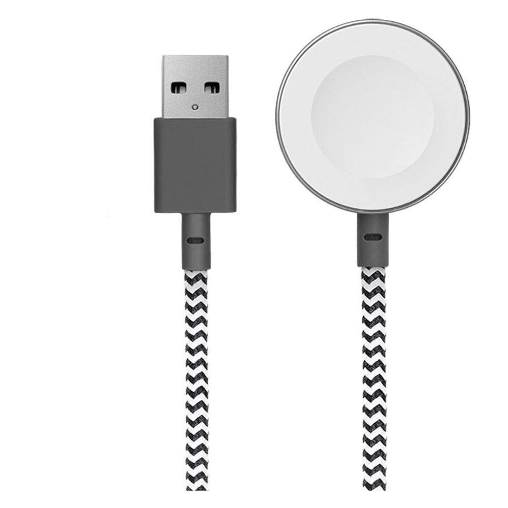 Native Union® Belt Watch BELT-AW-ZEB USB-A to Apple Watch Charging Puck MFi Certified 1.2m Charger - Zebra