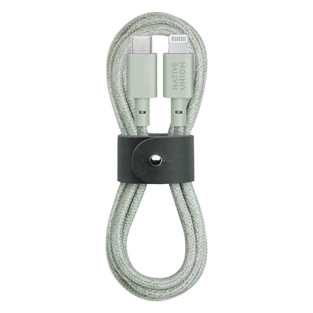 Native Union® Belt Cable BELT-CL-GRN-2-NP USB-C to Lightning MFi Certified 1.2m Cable - Sage