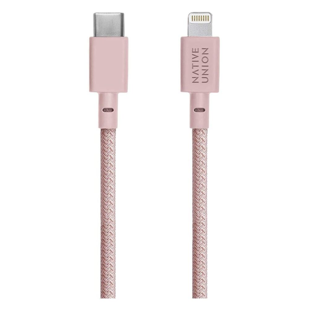 Native Union® Belt Cable BELT-KV-CL-ROSE-2 USB-C to Lightning MFi Certified 1.2m Cable - Rose