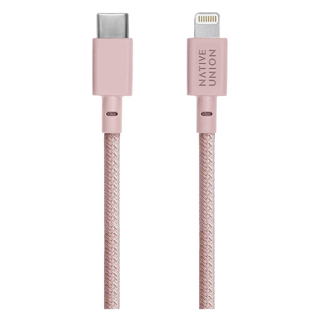 Native Union® Belt BELT-KV-CL-ROSE-2 USB-C to Lightning MFi Certified 1.2m Cable – Rose