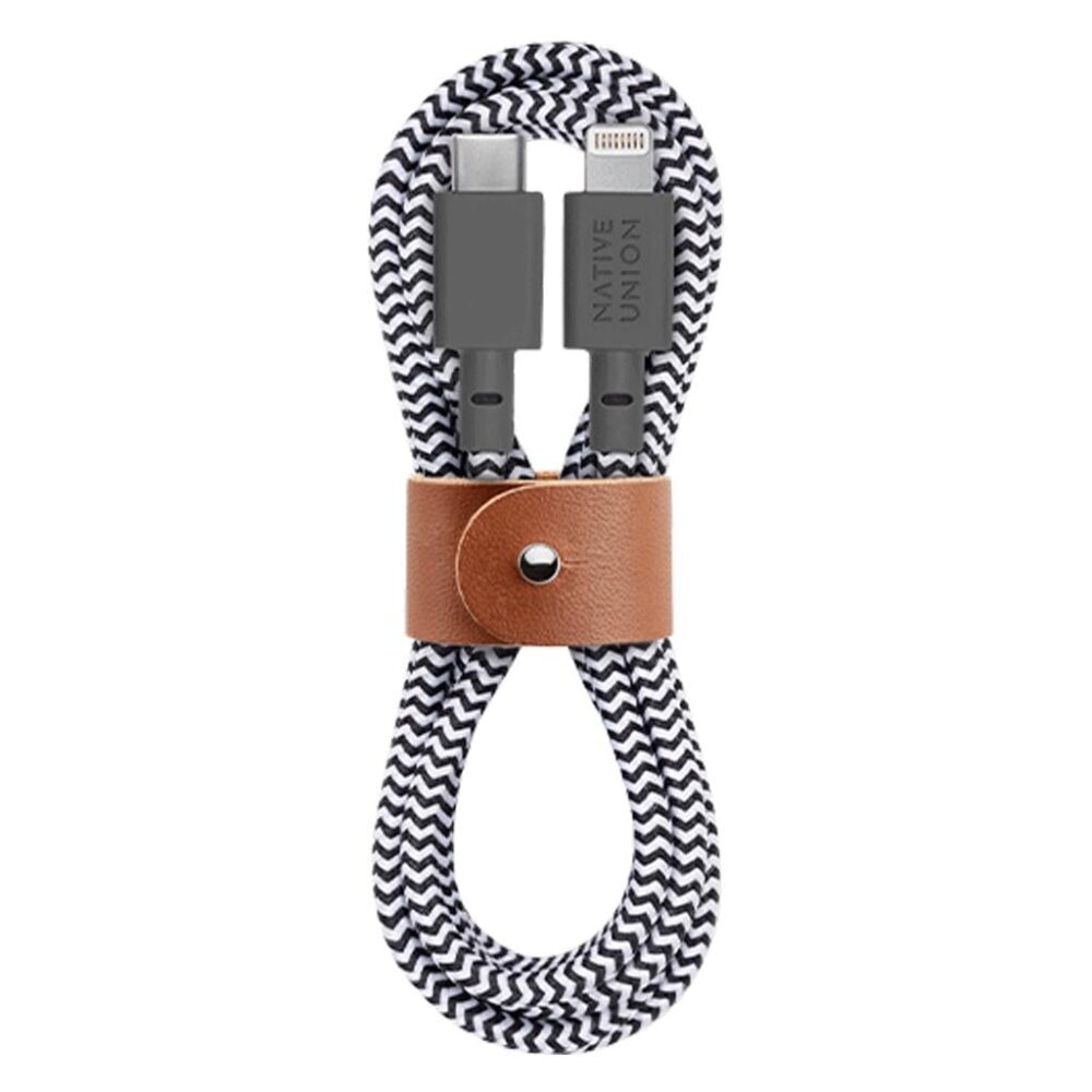 Native Union® Belt Cable BELT-KV-CL-ZEB-2 USB-C to Lightning MFi Certified 1.2m Cable - Zebra