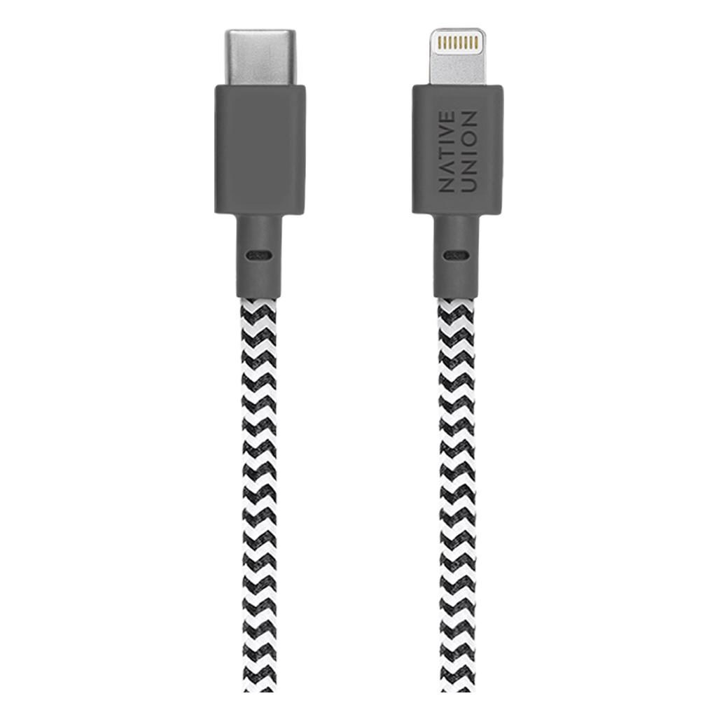 Native Union® Belt BELT-KV-CL-ZEB-2 USB-C to Lightning MFi Certified 1.2m Cable – Zebra