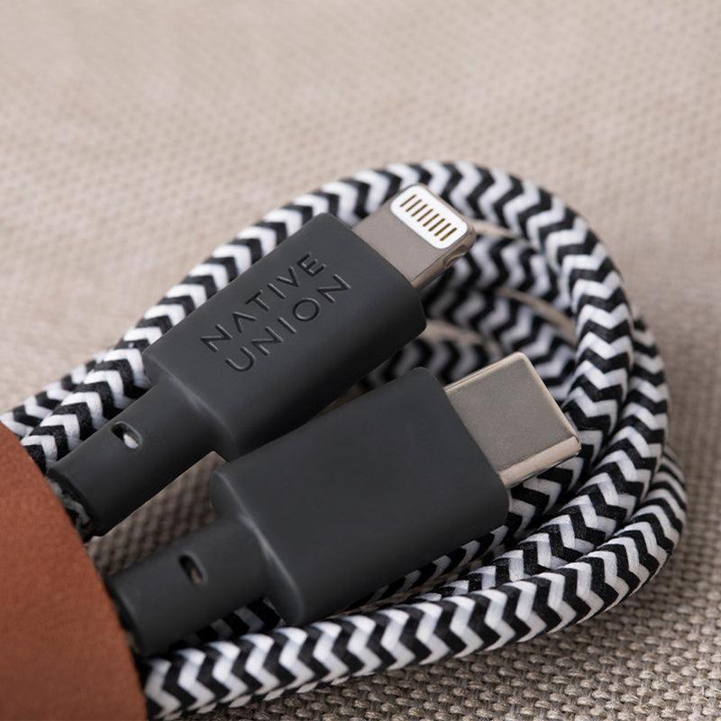 Native Union® Belt Watch BELT-KV-CL-ZEB-2 USB-C to Lightning Enabled 1.2m Cable – Zebra