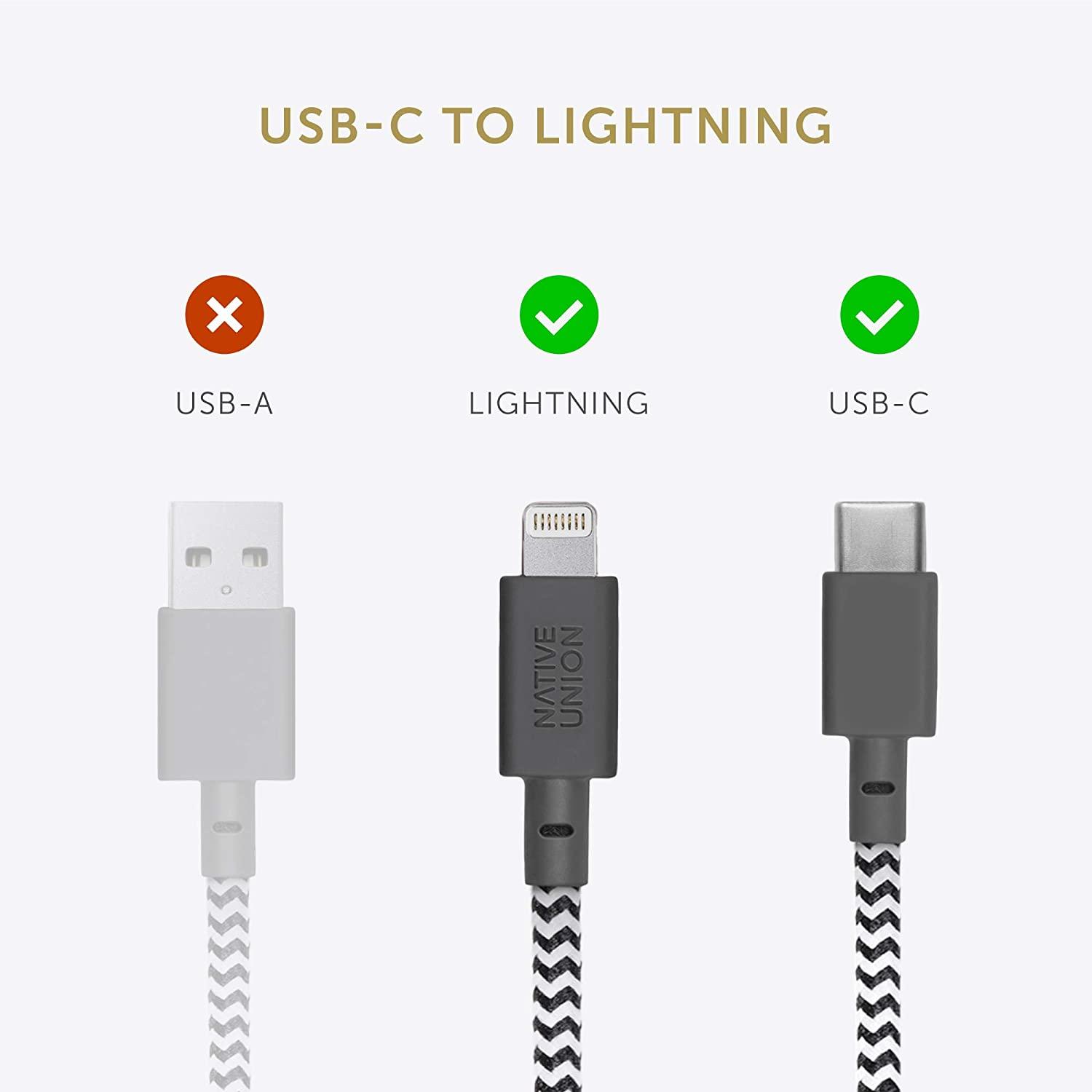 Native Union® Belt Watch BELT-KV-CL-ZEB-2 USB-C to Lightning Enabled 1.2m Cable – Zebra