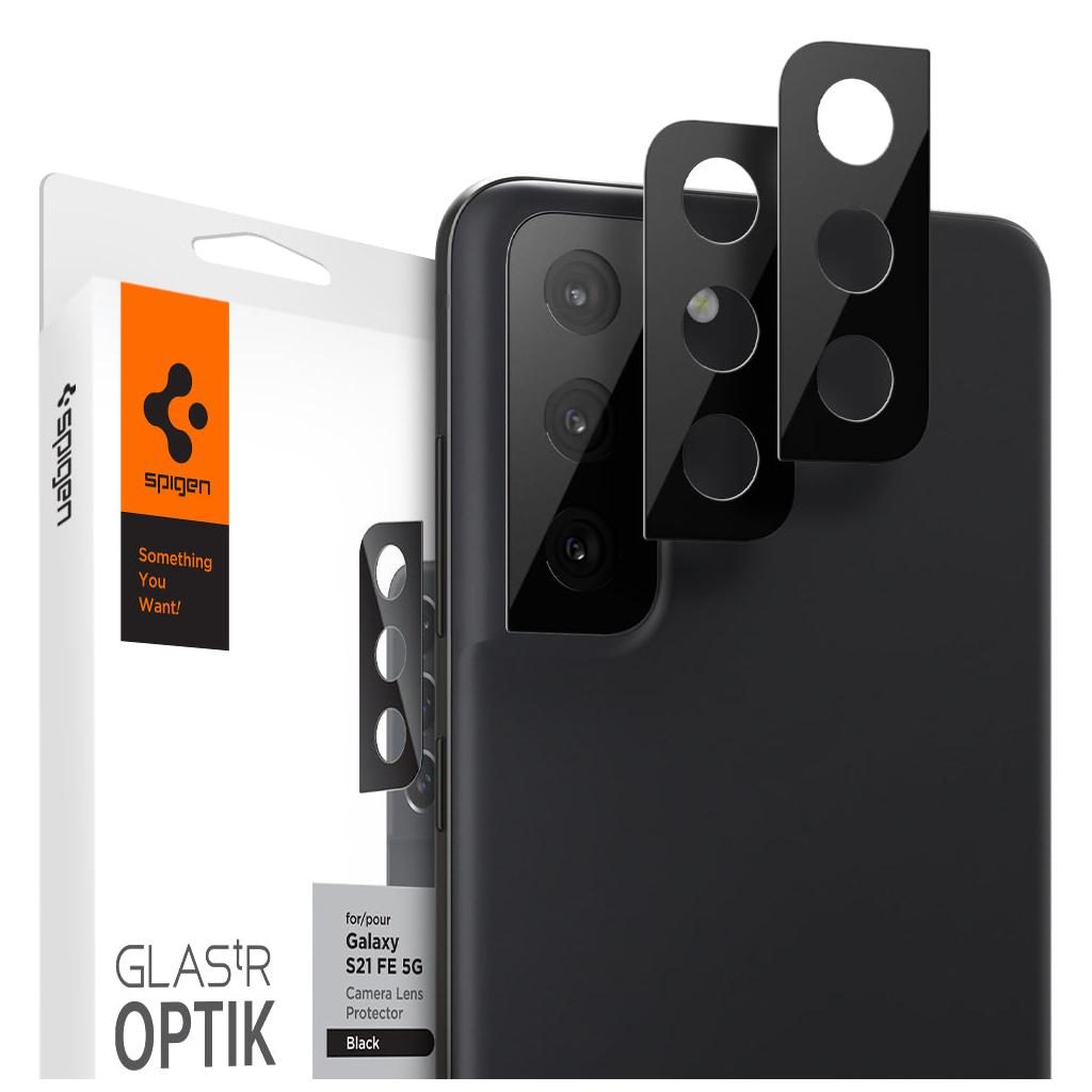 Spigen® (x2.Pack) GLAS.tR™ OPTIK Camera Lens AGL03090 Samsung Galaxy S21 FE Premium Tempered Glass – Black