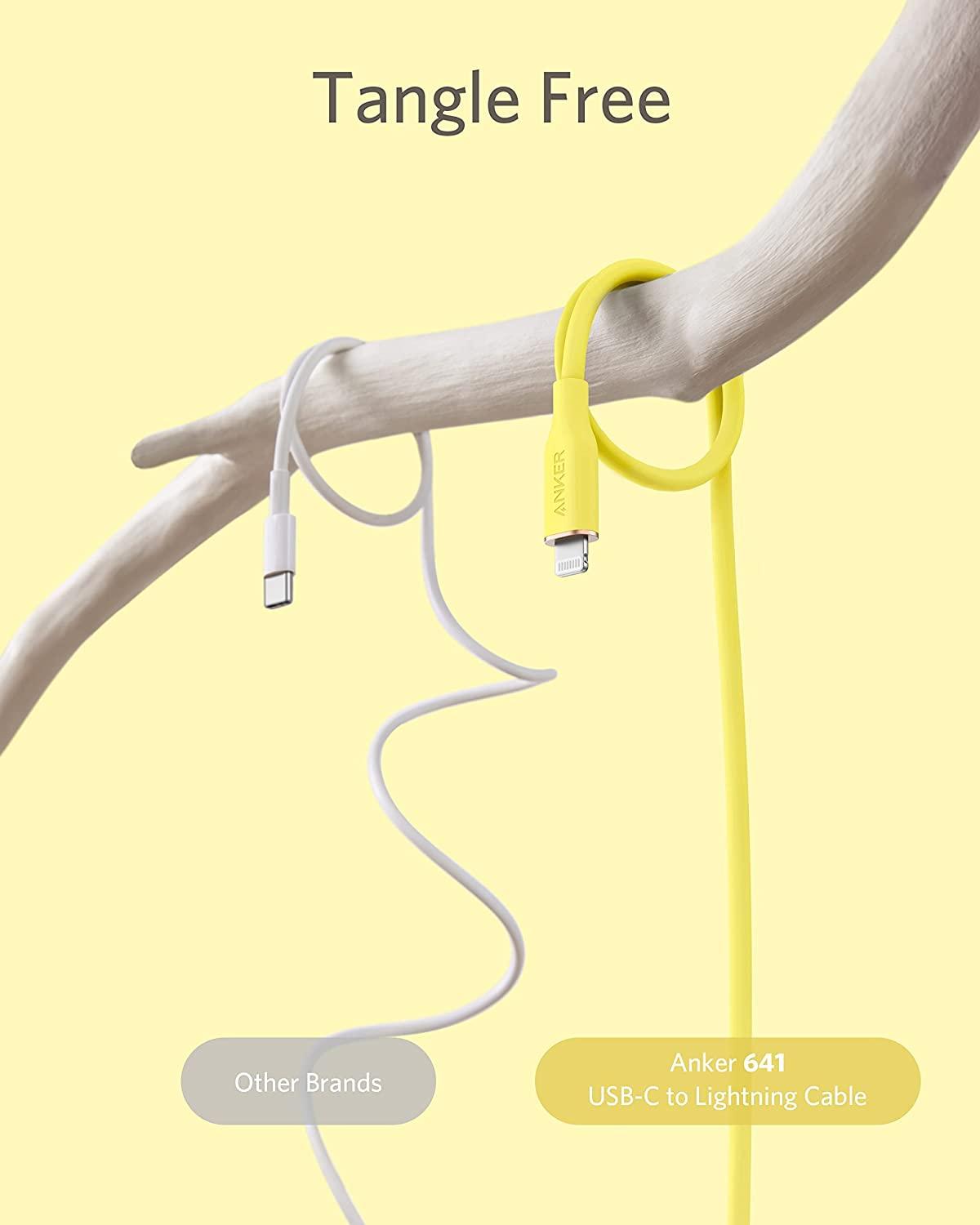 Anker® 641 PowerLine III Flow A8662071 USB-C to Lightning MFi Certified 0.9m Cable - Daffodil Yellow