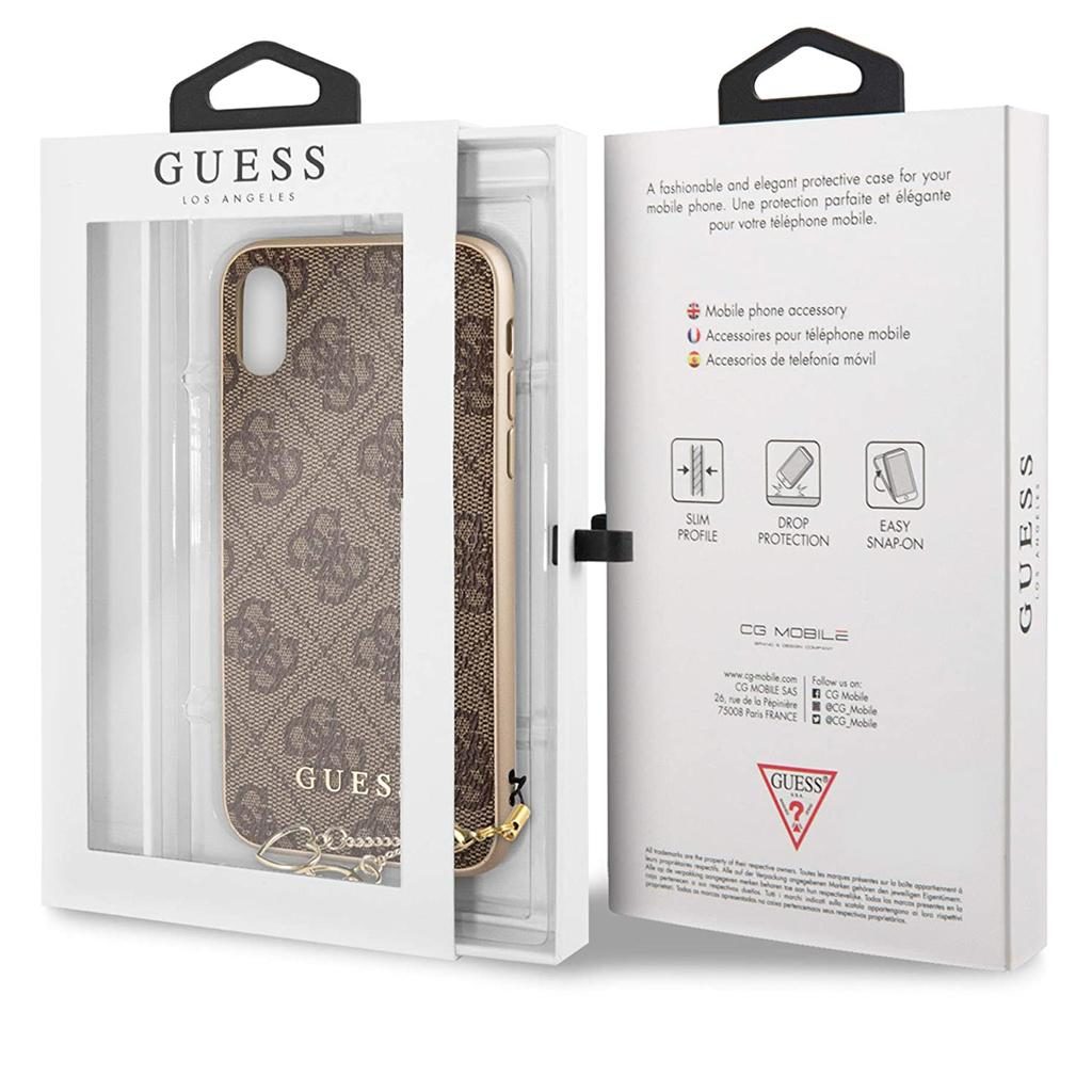 Guess® Charms Hard Cover Collection GUHCPXGF4GBR iPhone XS / X Case – Brown