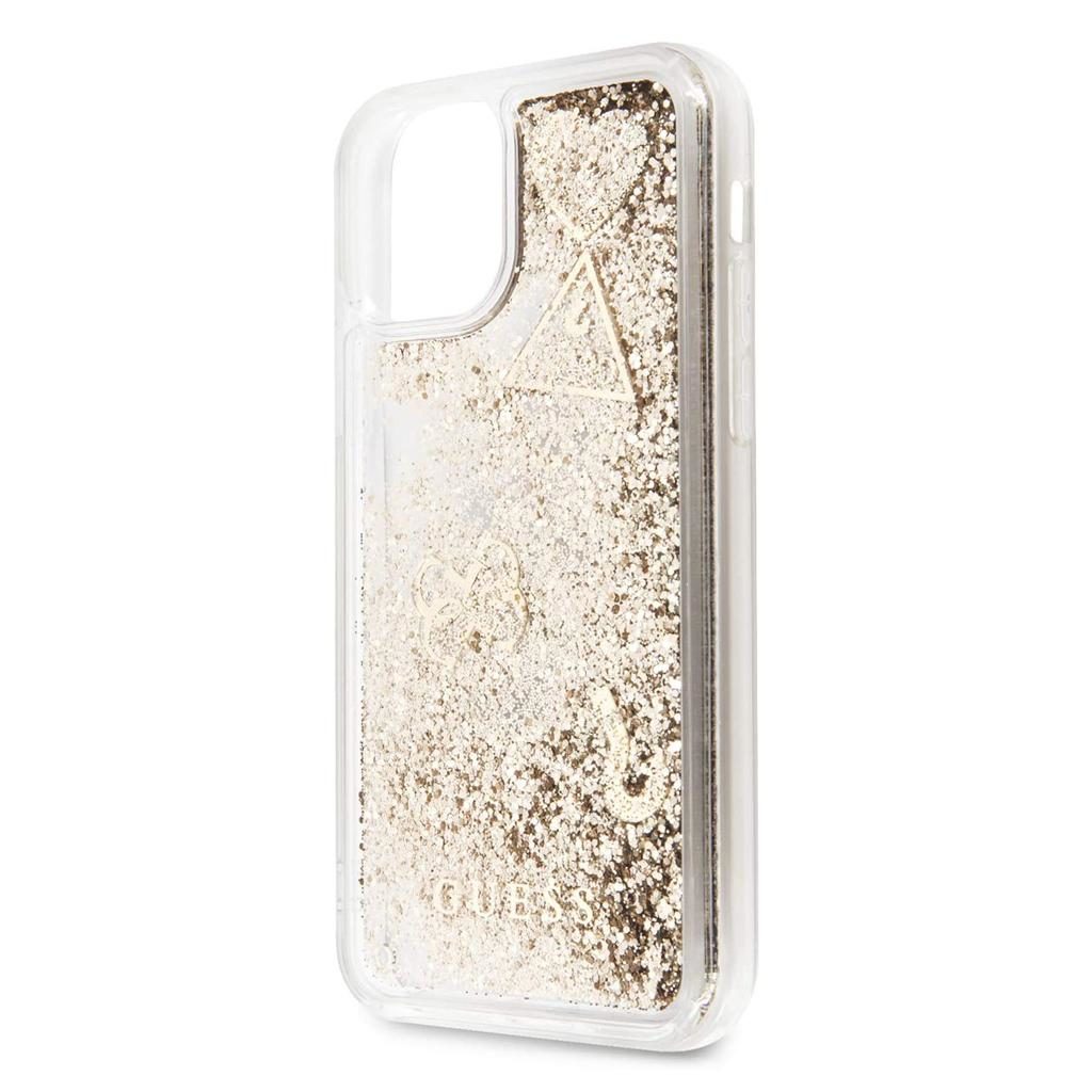 Guess® Hearts Glitter Collection GUHCN58GLHFLGO iPhone 11 Pro Case – Gold