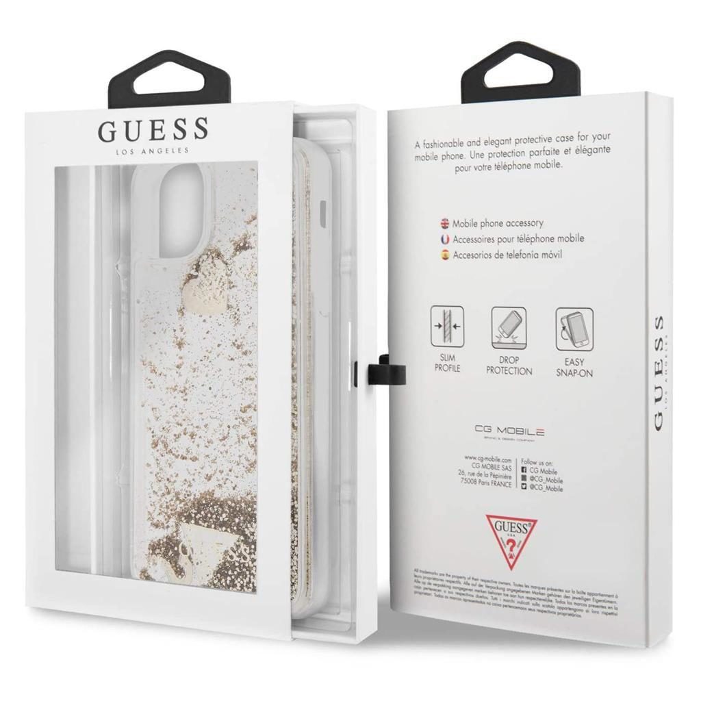 Guess® Hearts Glitter Collection GUHCN65GLHFLGO iPhone 11 Pro Max Case – Gold