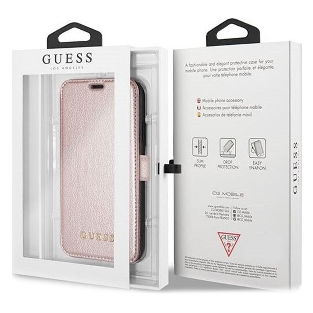Guess® Iridescent Book Collection GUFLBKPXIGLRG iPhone XS / X Case – Rose Gold