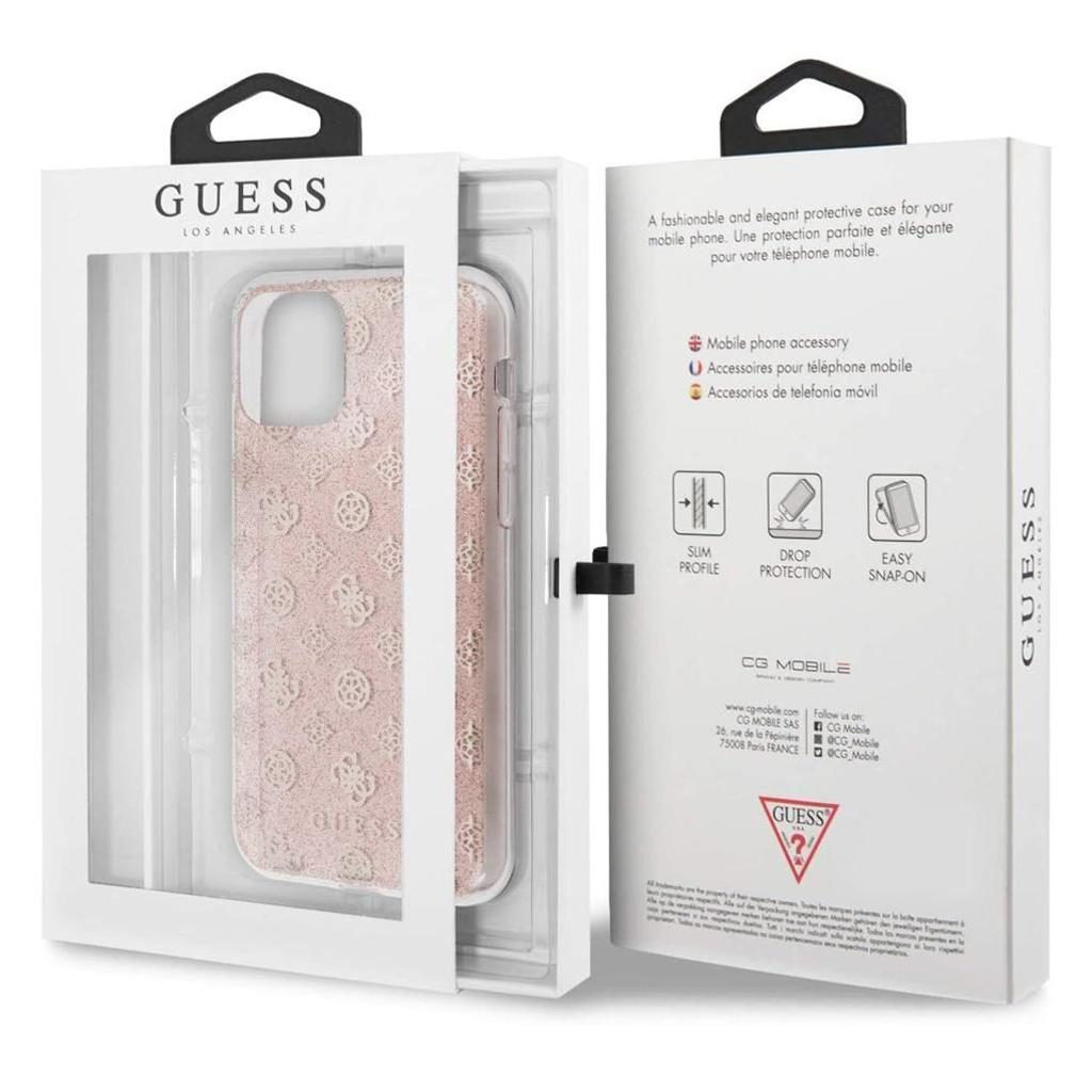 Guess® Peony Glitter Collection GUHCN65TPERG iPhone 11 Pro Max Case – Pink