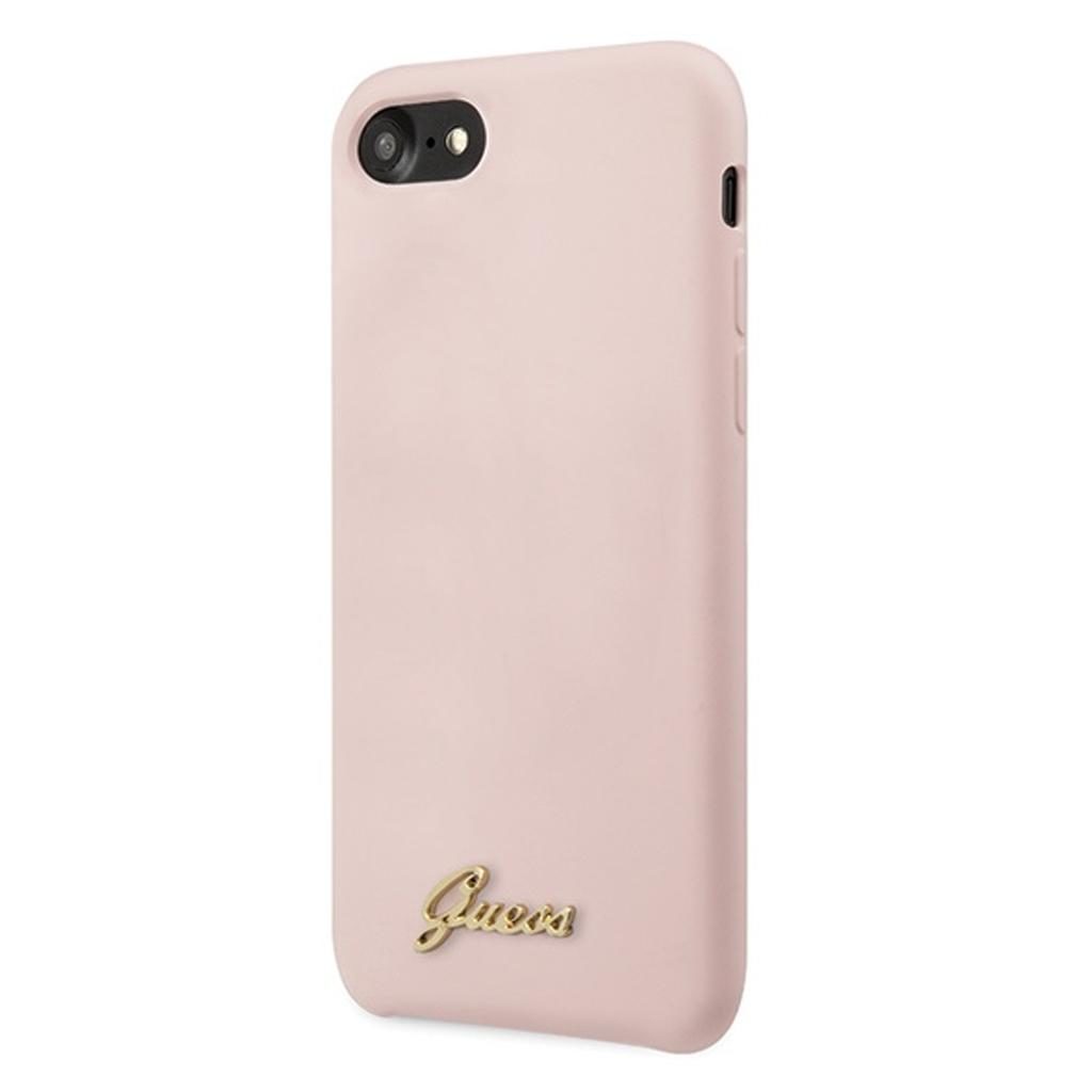 Guess® Silicone Vintage Gold Logo Collection GUHCI8LSLMGLP iPhone SE (2022 / 2020) / 8 / 7 Case – Light Pink
