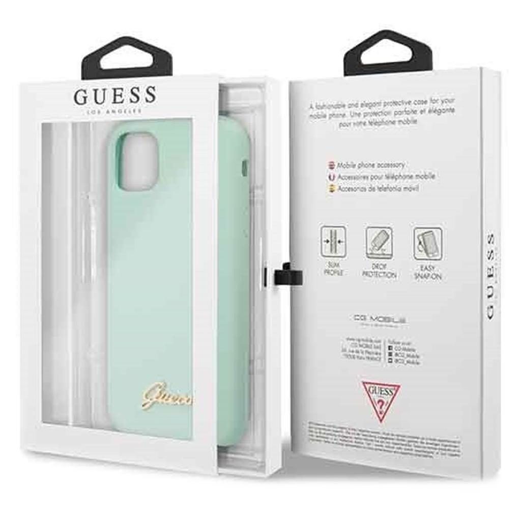 Guess® Silicone Vintage Gold Logo Collection GUHCN61LSLMGG iPhone 11 Case – Zielony