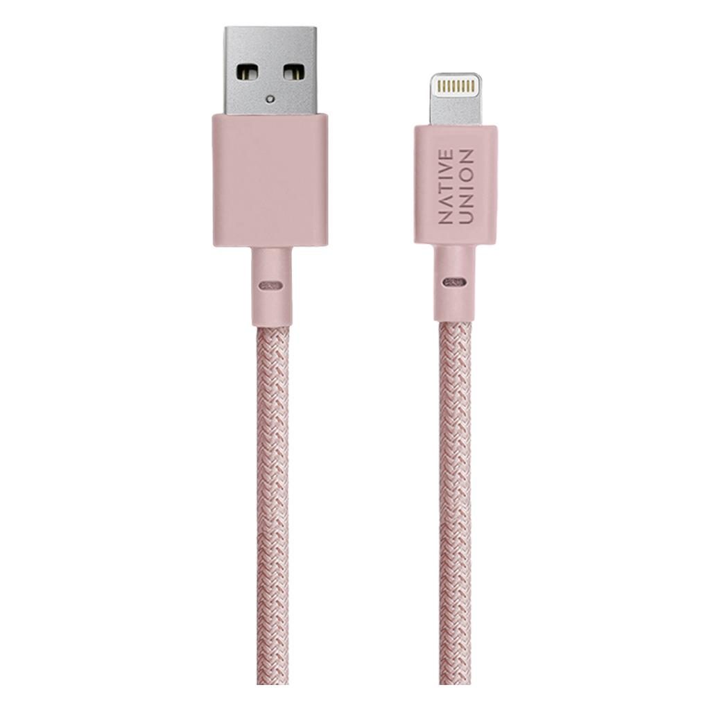 Native Union® Belt Cable XL BELT-L-ROS-3-NP USB-A to Lightning MFi Certified 3m Cable – Rose