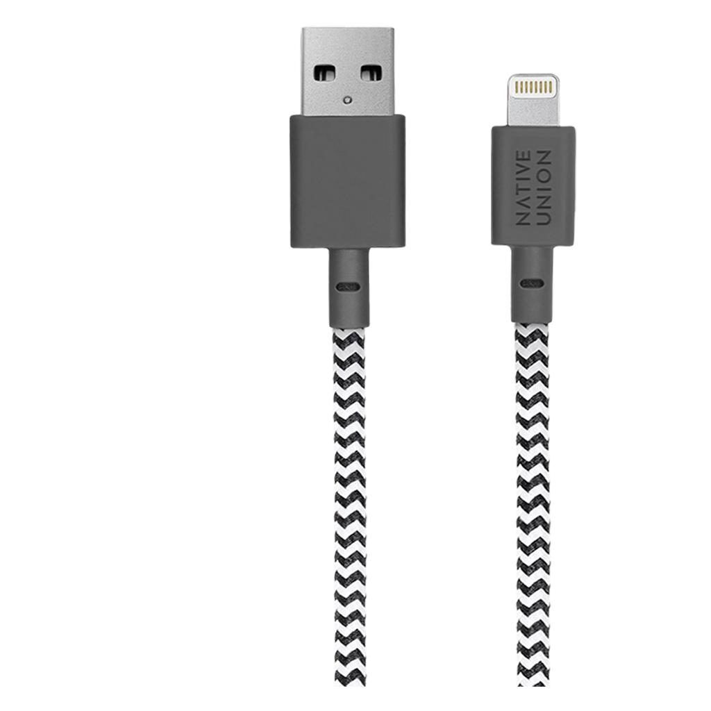 Native Union® Belt Cable XL BELT-L-ZEB-3-NP USB-A to Lightning MFi Certified 3m Cable – Zebra