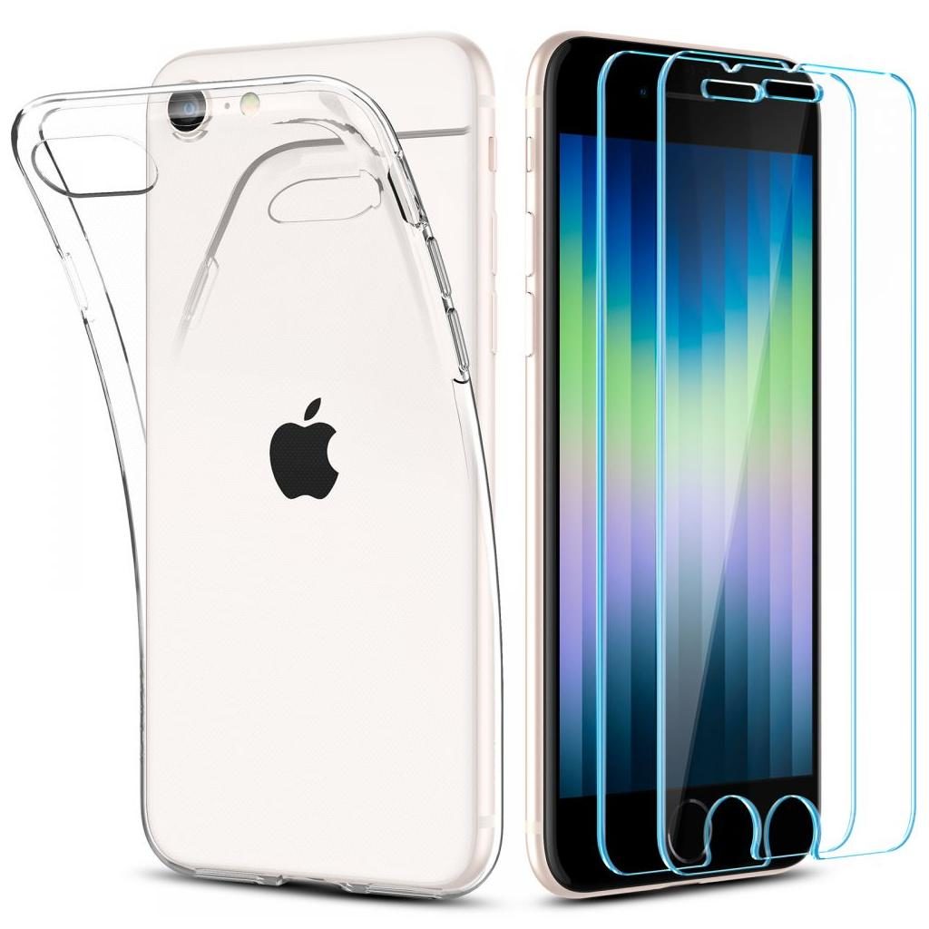 Spigen® Crystal Pack ACS04355 (x2.Pack) GLAS.tR™ & Liquid Crystal™ iPhone SE (2022 / 2020) / 8 / 7 Case – Crystal Clear