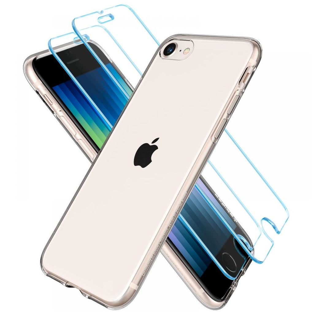 Spigen® Crystal Pack ACS04355 (x2.Pack) GLAS.tR™ & Liquid Crystal™ iPhone SE (2022 / 2020) / 8 / 7 Case – Crystal Clear