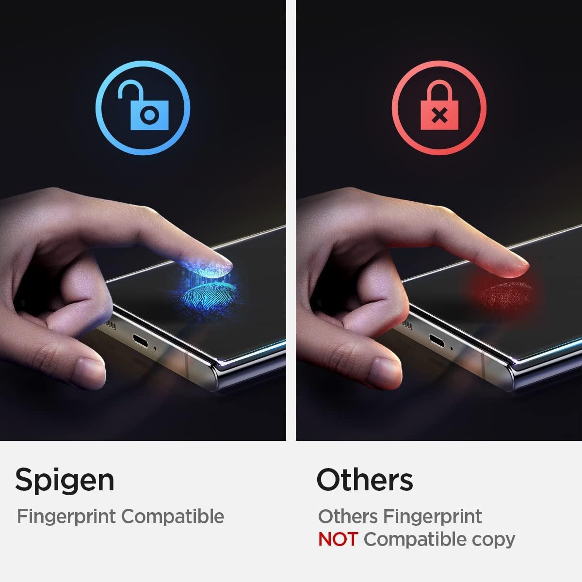Spigen® Platinum Tray™ AGL04138 Samsung Galaxy S22 Ultra Premium Tempered Glass Screen Protector