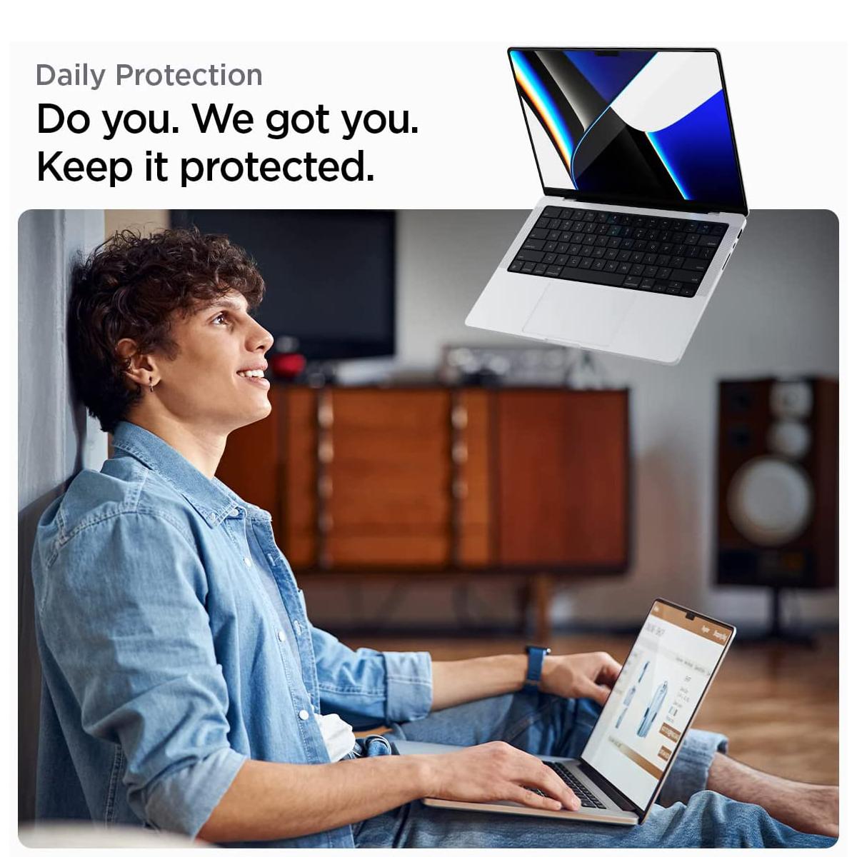 Spigen® GLAS.tR™ Full Cover AGL04234 MacBook Pro 14-inch (2021) Premium Tempered Glass Screen Protector