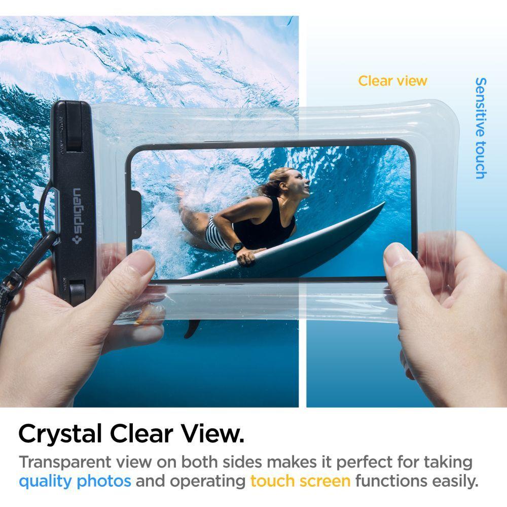 Spigen® A610 AMP04530 Universal IPX8 Certified Waterproof Up to 6.9-inch Floating Case – Crystal Clear