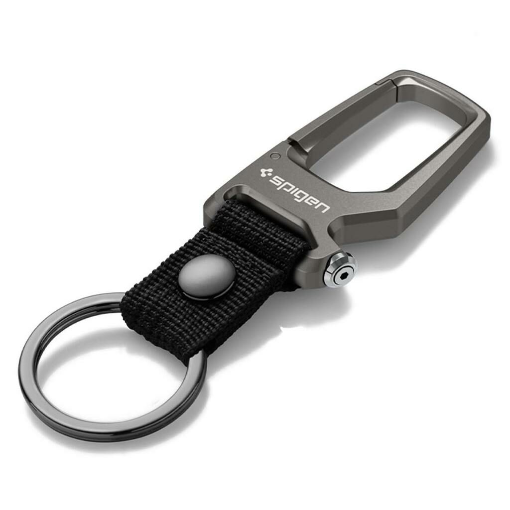 Spigen® Carabiner + Keyring AHP01869 Car Key Ring Bottle Opener Clip - Black