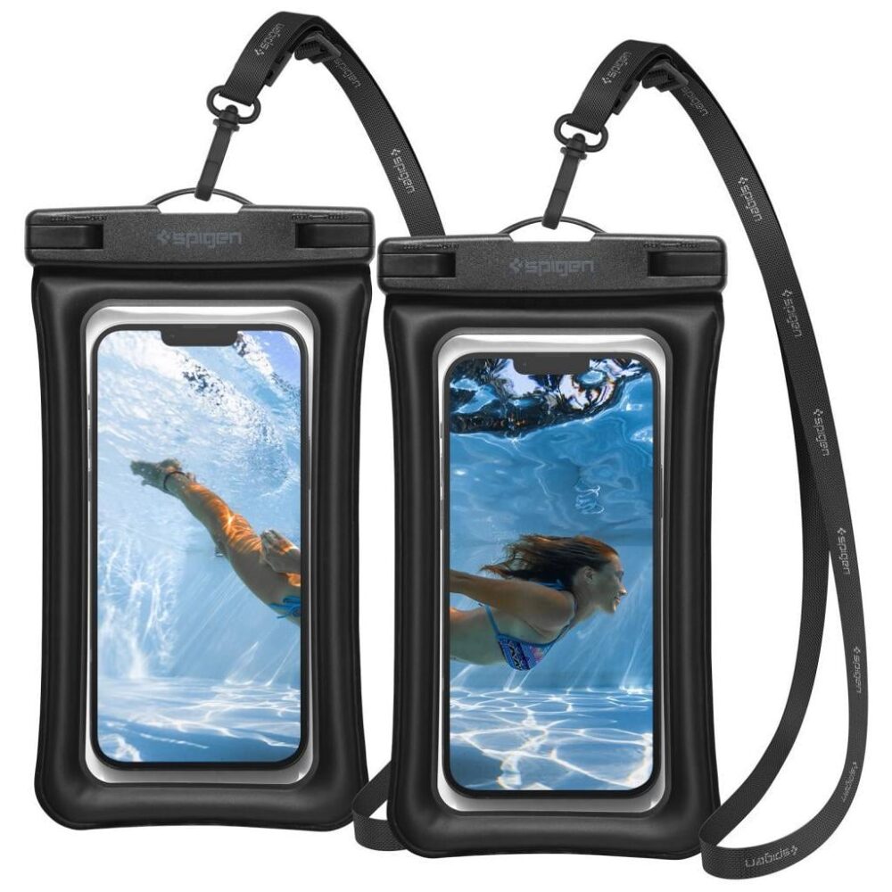 Spigen® (x2.Pack) A610 AMP04527 IPX8 Certified Universal Waterproof Up to 6.9-inch Floating Case - Black