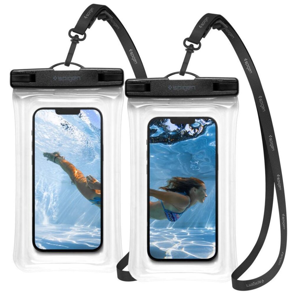 Spigen® (x2.Pack) A610 AMP04528 IPX8 Certified Universal Waterproof Up to 6.9-inch Floating Case - Crystal Clear