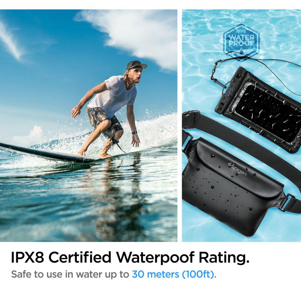 Spigen® A621 IPX8 Certified Universal Waterproof Case & Waist Bag - Black