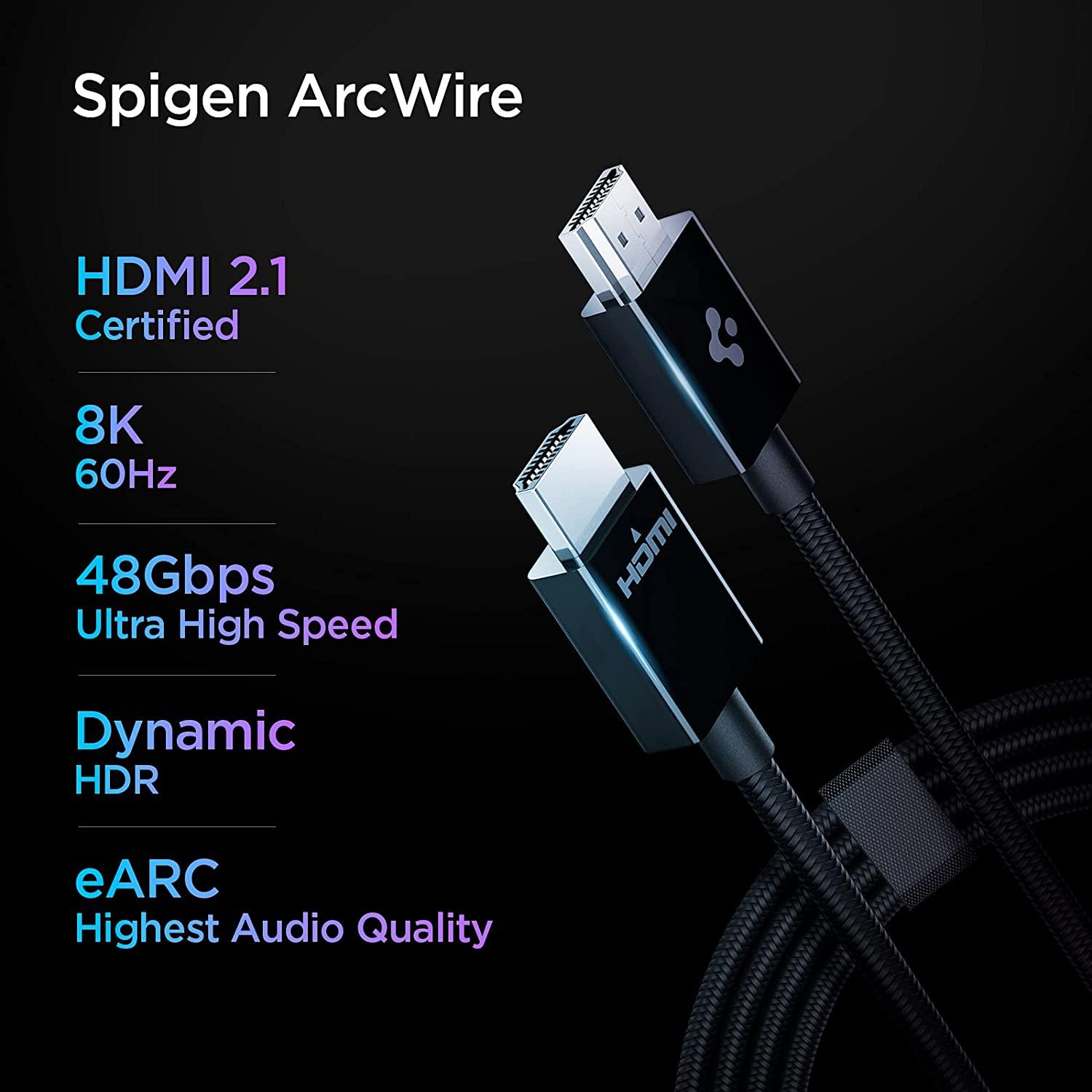 Spigen® PowerArc ArcWire™ PB2001 ACA02336 8K Ultra High Speed HDMI™ 2.1 Certified 2m Cable - Black