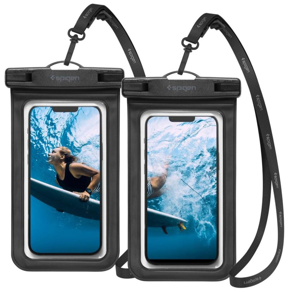 Spigen® (x2.Pack) A601 AMP04523 IPX8 Certified Universal Waterproof Up to 6.9-inch Case - Black