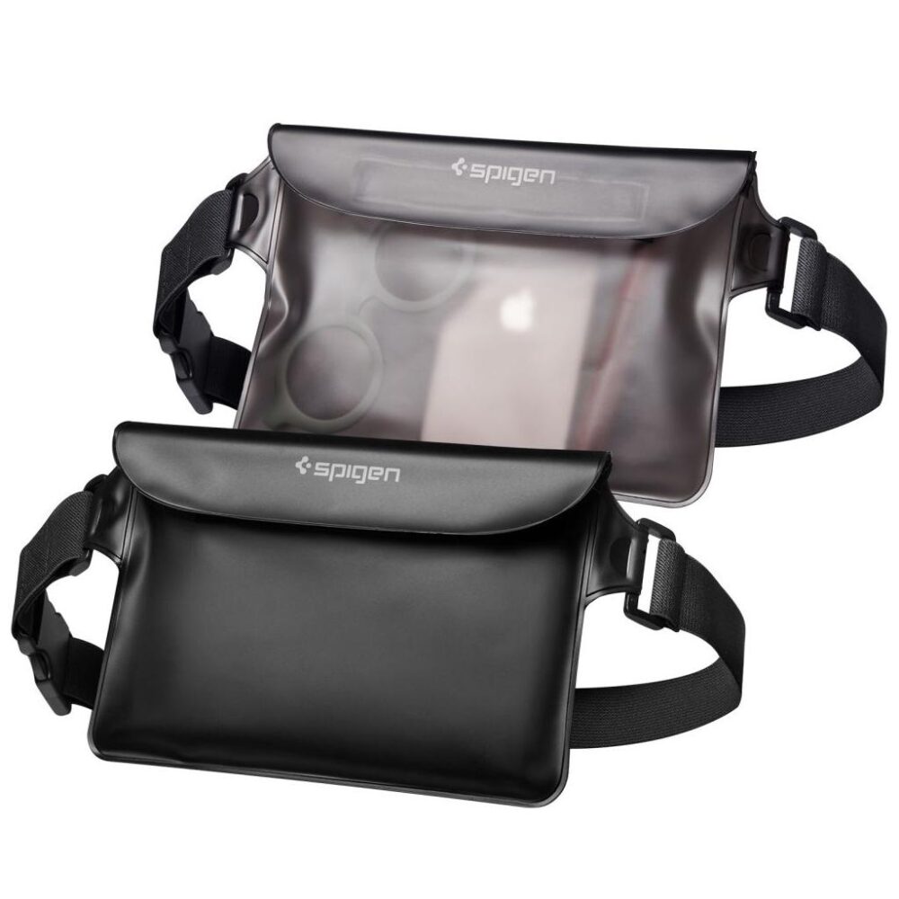 Spigen® (x2.Pack) A620 AMP04531 IPX8 Certified Universal Waterproof Waist Bag - Black / Transparent Black
