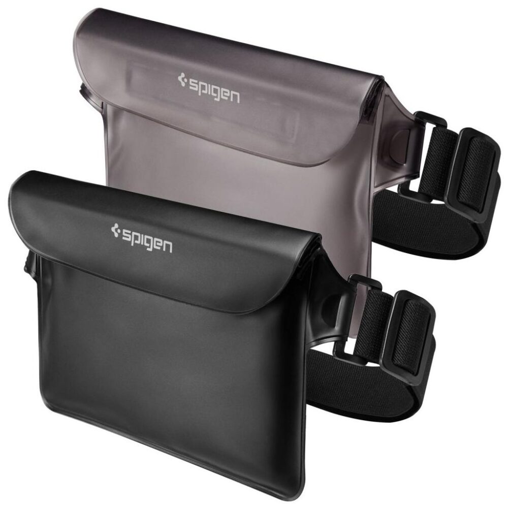Spigen® (x2.Pack) A620 AMP04531 IPX8 Certified Universal Waterproof Waist Bag - Black / Transparent Black