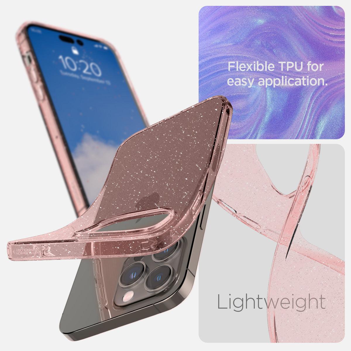 Spigen® Liquid Crystal™ Glitter ACS04811 iPhone 14 Pro Max Case - Rose Quartz