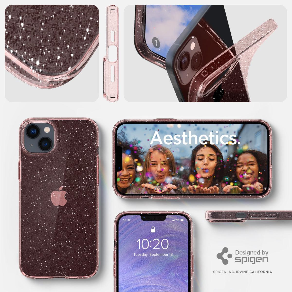 Spigen® Liquid Crystal™ Glitter ACS05035 iPhone 14 Case - Rose Quartz
