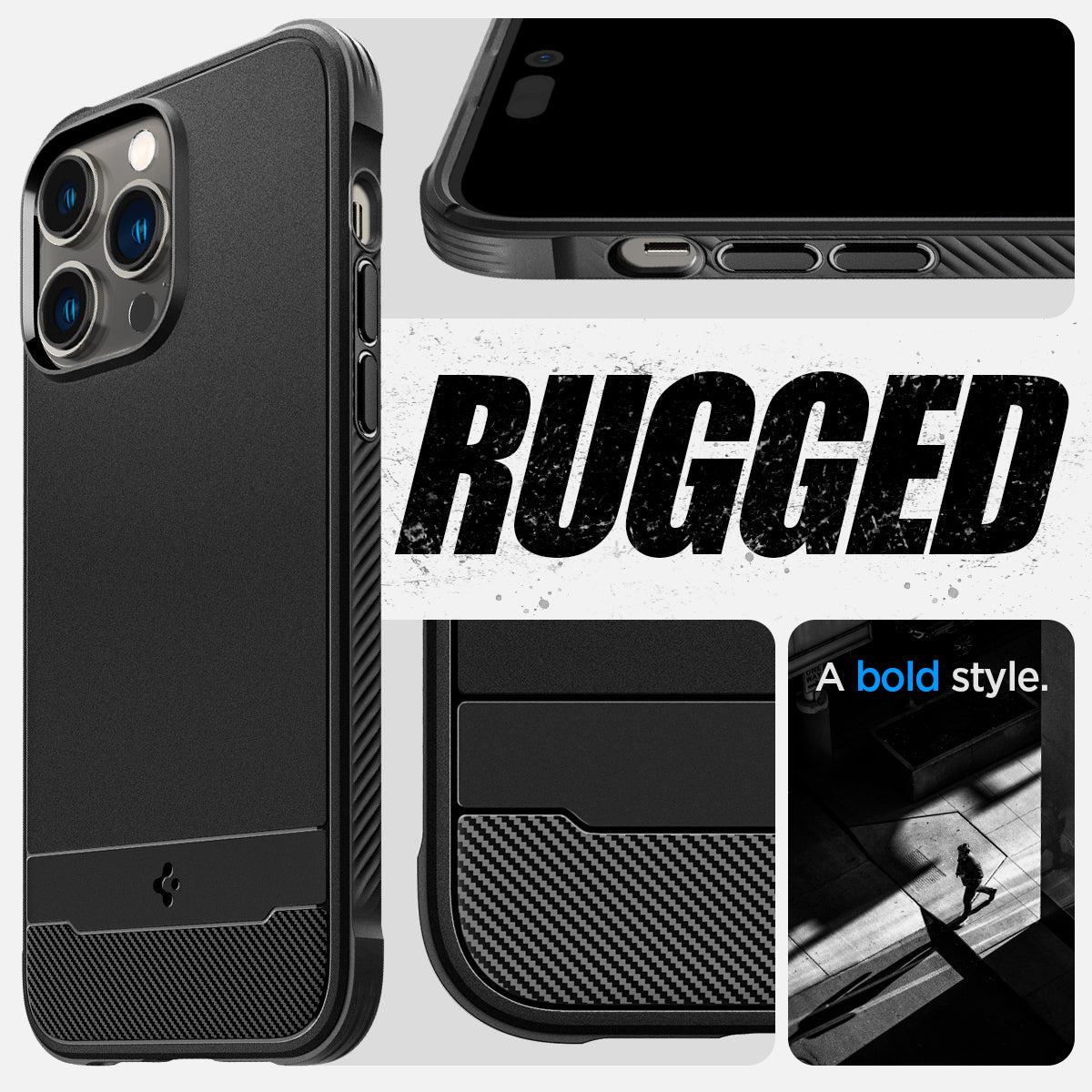 Spigen® Rugged Armor™ (MagFit) ACS04956 iPhone 14 Pro Case - Matte Black
