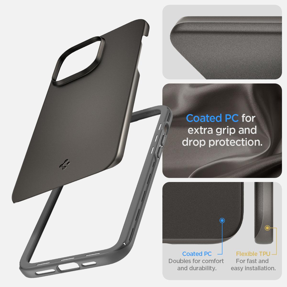 Spigen® Thin Fit™ ACS04767 iPhone 14 Pro Max Case - Gunmetal