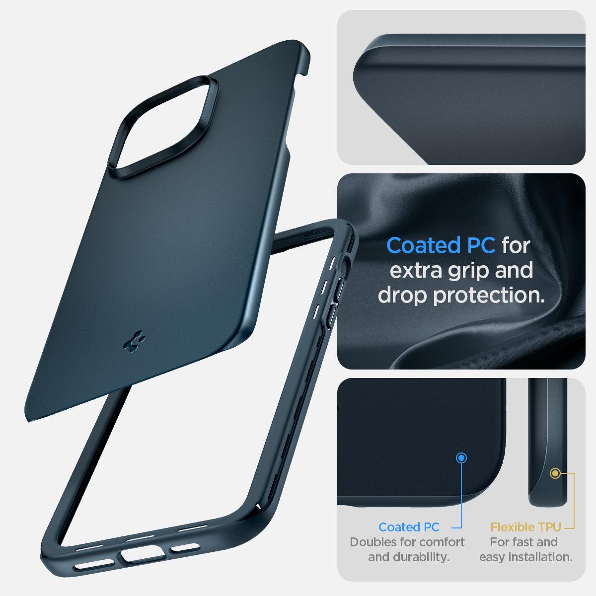 Spigen® Thin Fit™ ACS04768 iPhone 14 Pro Max Case - Metal Slate