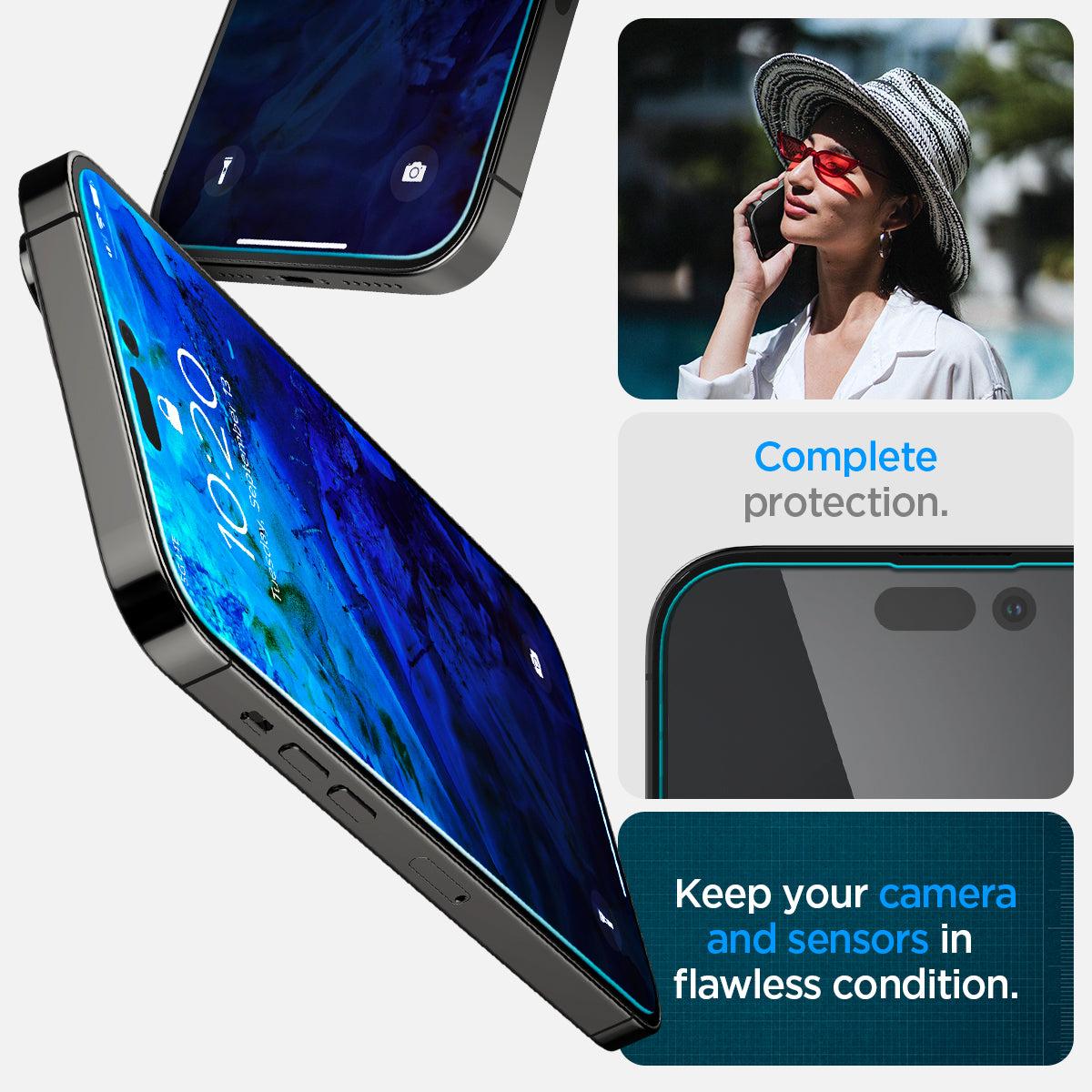 Spigen® (x2.Pack) GLAS.tR™ EZ FIT™ HD AGL05202 iPhone 14 Pro Max Premium Tempered Glass Screen Protector (Sensor Protection)