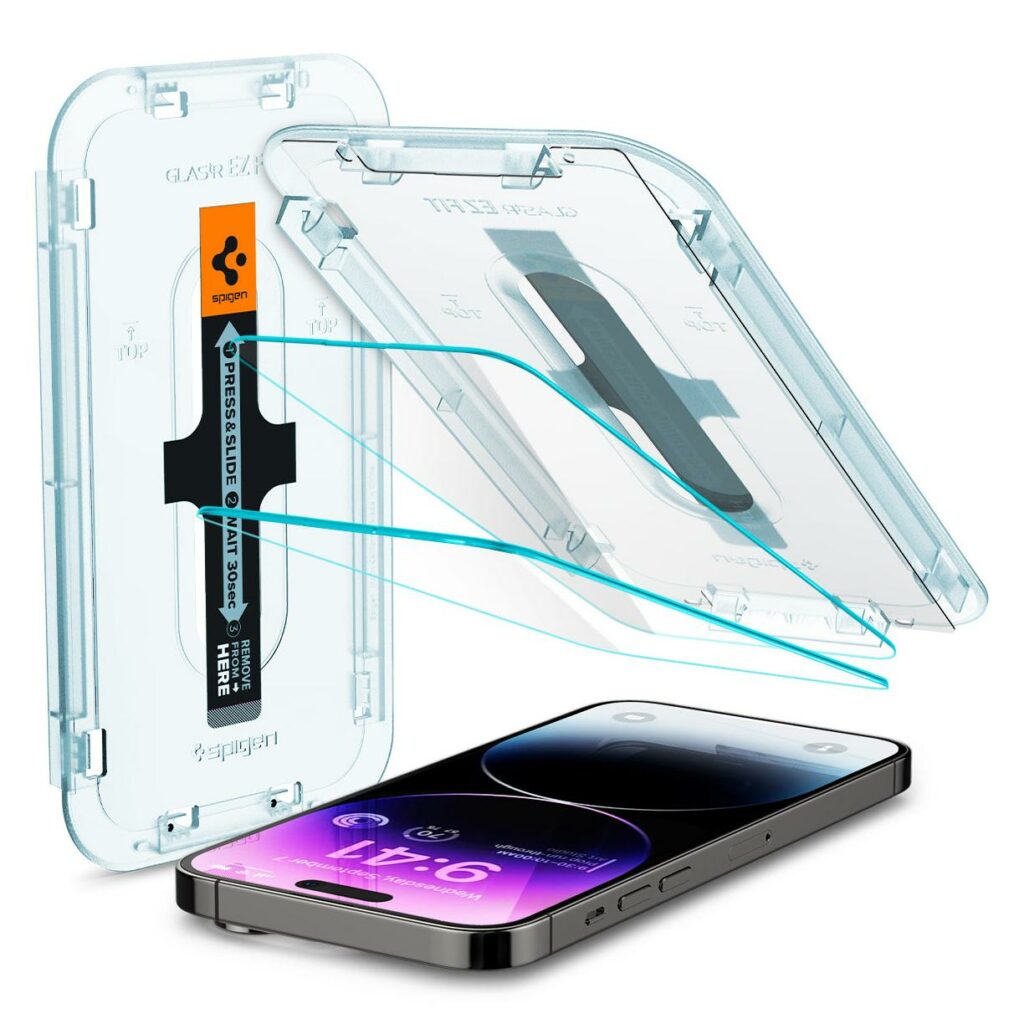 Spigen® (x2.Pack) GLAS.tR™ EZ FIT™ HD AGL05214 iPhone 14 Pro Premium Tempered Glass Screen Protector (Sensor Protection)