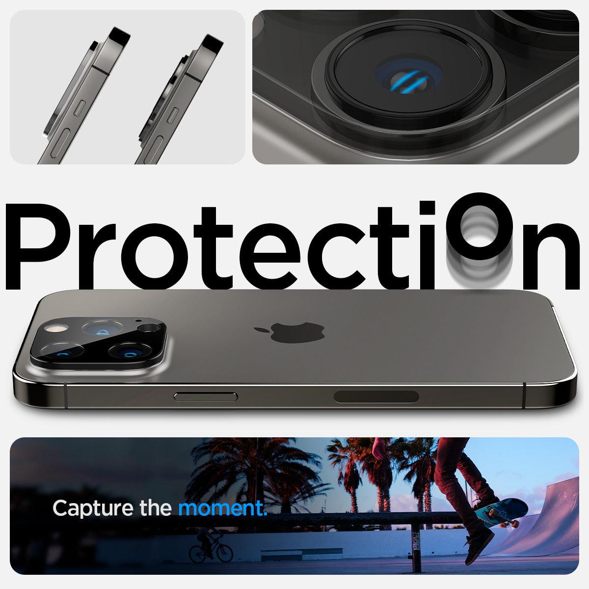 Spigen® (x2.Pack) GLAS.tR™ OPTIK AGL05273 iPhone 14 Pro Max / 14 Pro Premium Tempered Glass Camera Lens Protector – Black
