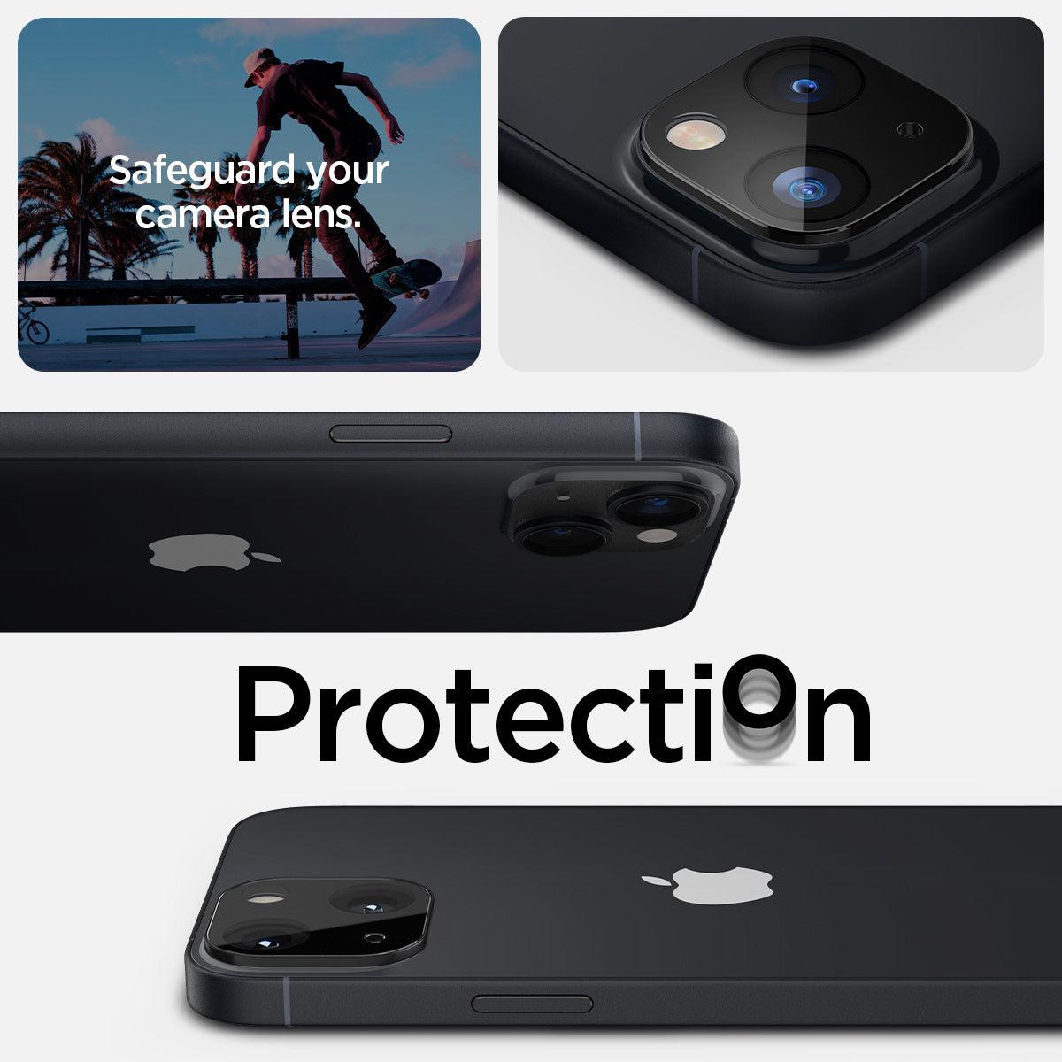 Spigen® (x2.Pack) GLAS.tR™ OPTIK AGL05274 iPhone 14 Plus / 14 Premium Tempered Glass Camera Lens Protector – Black