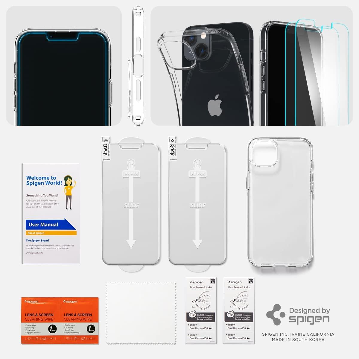 Spigen® Crystal Pack ACS04922 (x2.Pack) GLAS.tR™ & Liquid Crystal™ iPhone 14 Plus Case – Crystal Clear