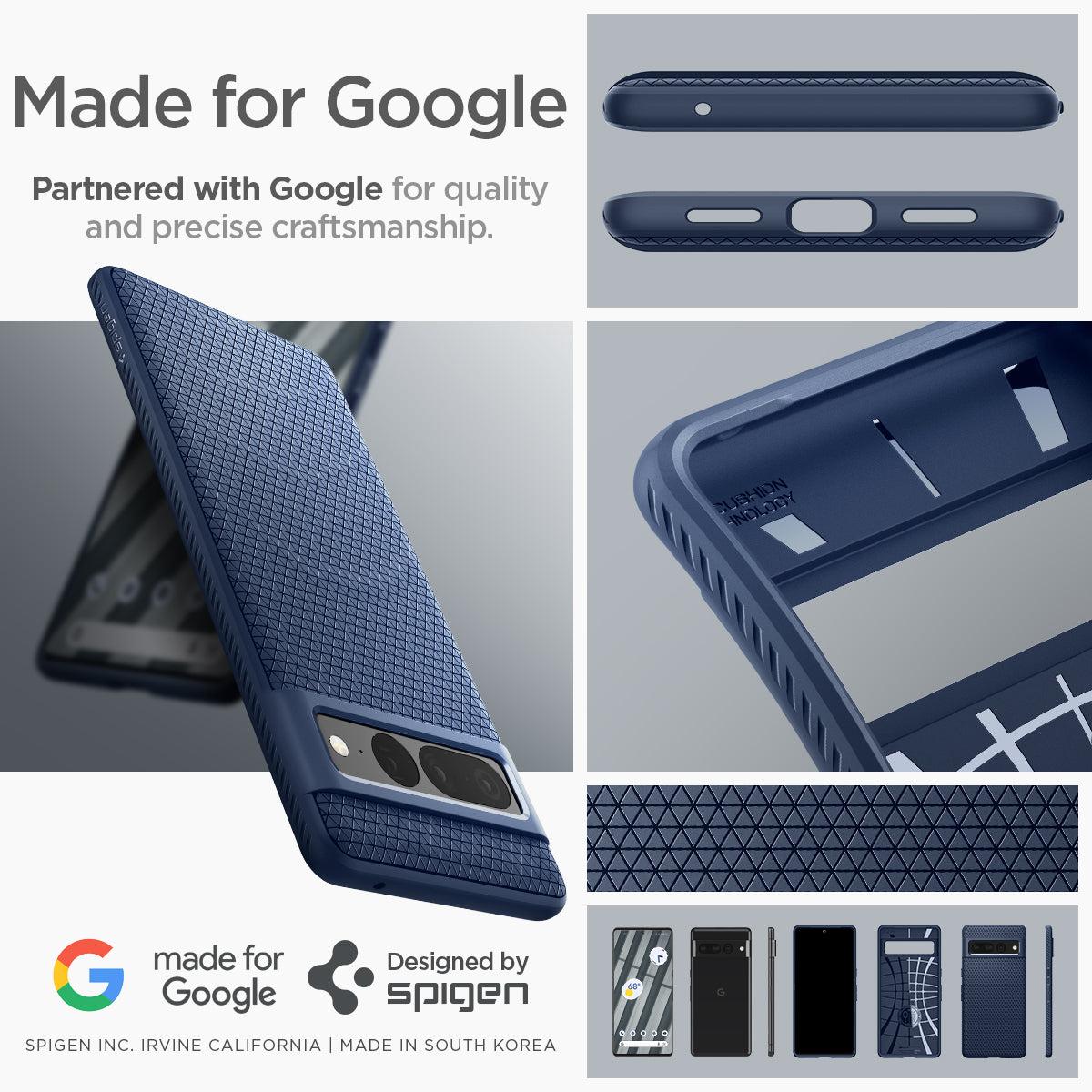 Spigen® Liquid Air™ ACS04724 Google Pixel 7 Pro Case - Navy Blue