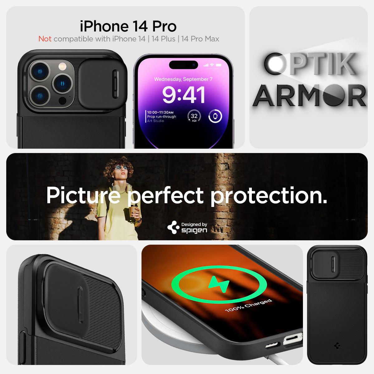 Spigen® Optik Armor™ (MagFit) ACS04993 iPhone 14 Pro Case - Black