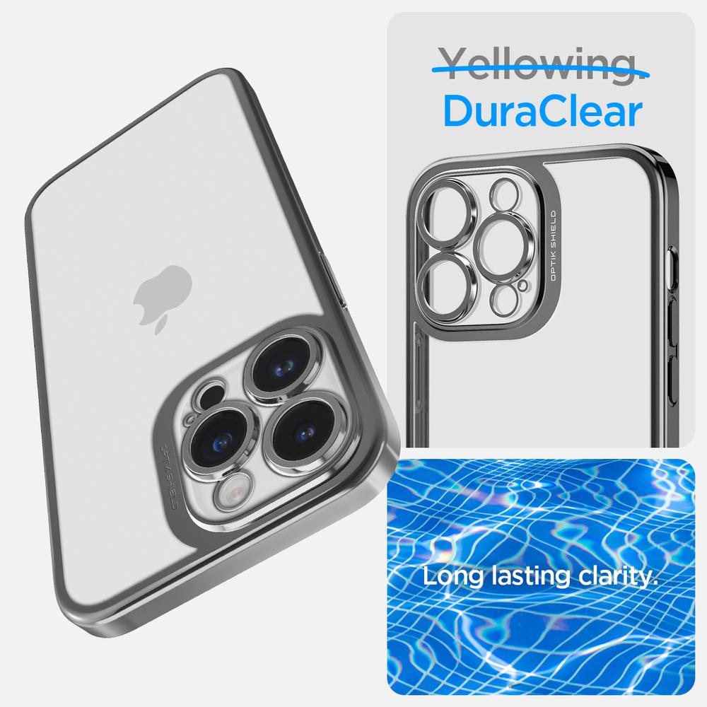 Spigen® Optik Crystal ACS04834 iPhone 14 Pro Max Case – Chrome Gray