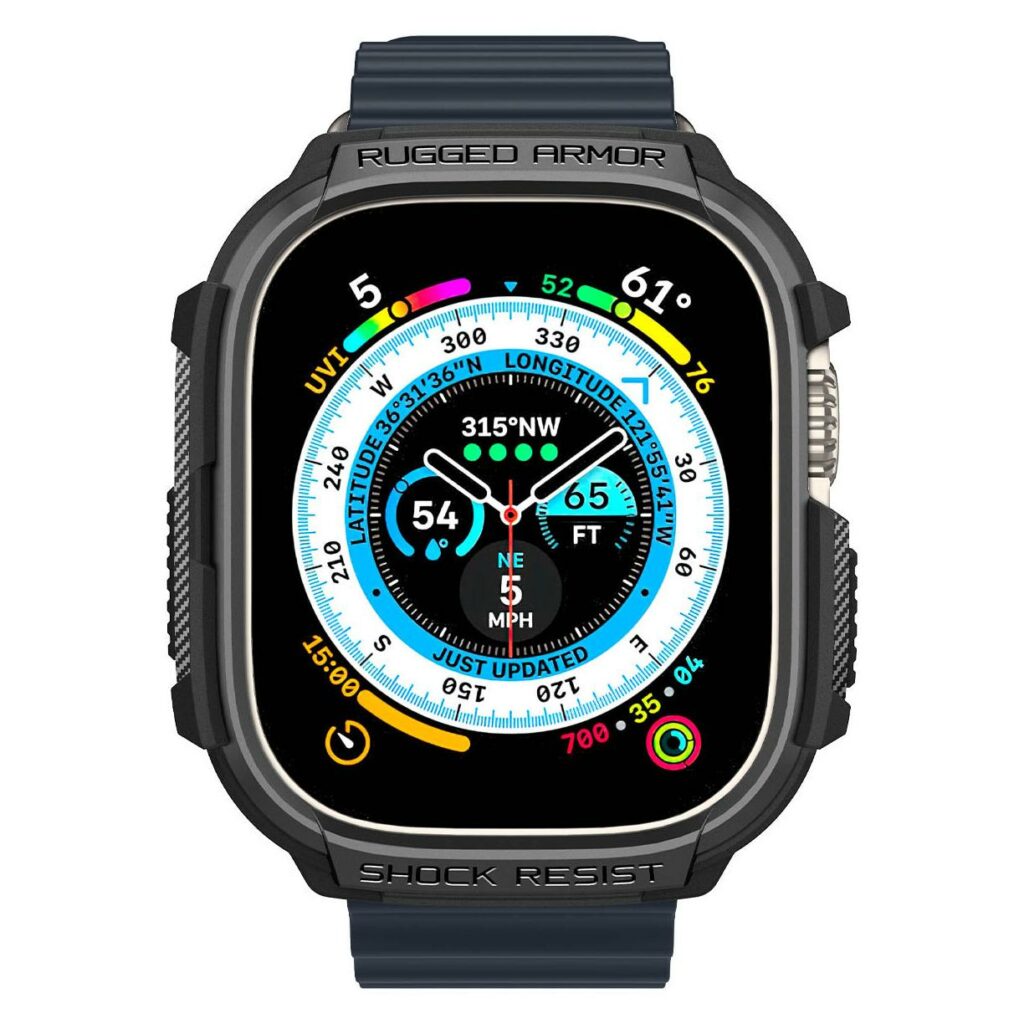 Spigen® Rugged Armor™ ACS05456 Apple Watch Ultra (49mm) Case - Matte Black