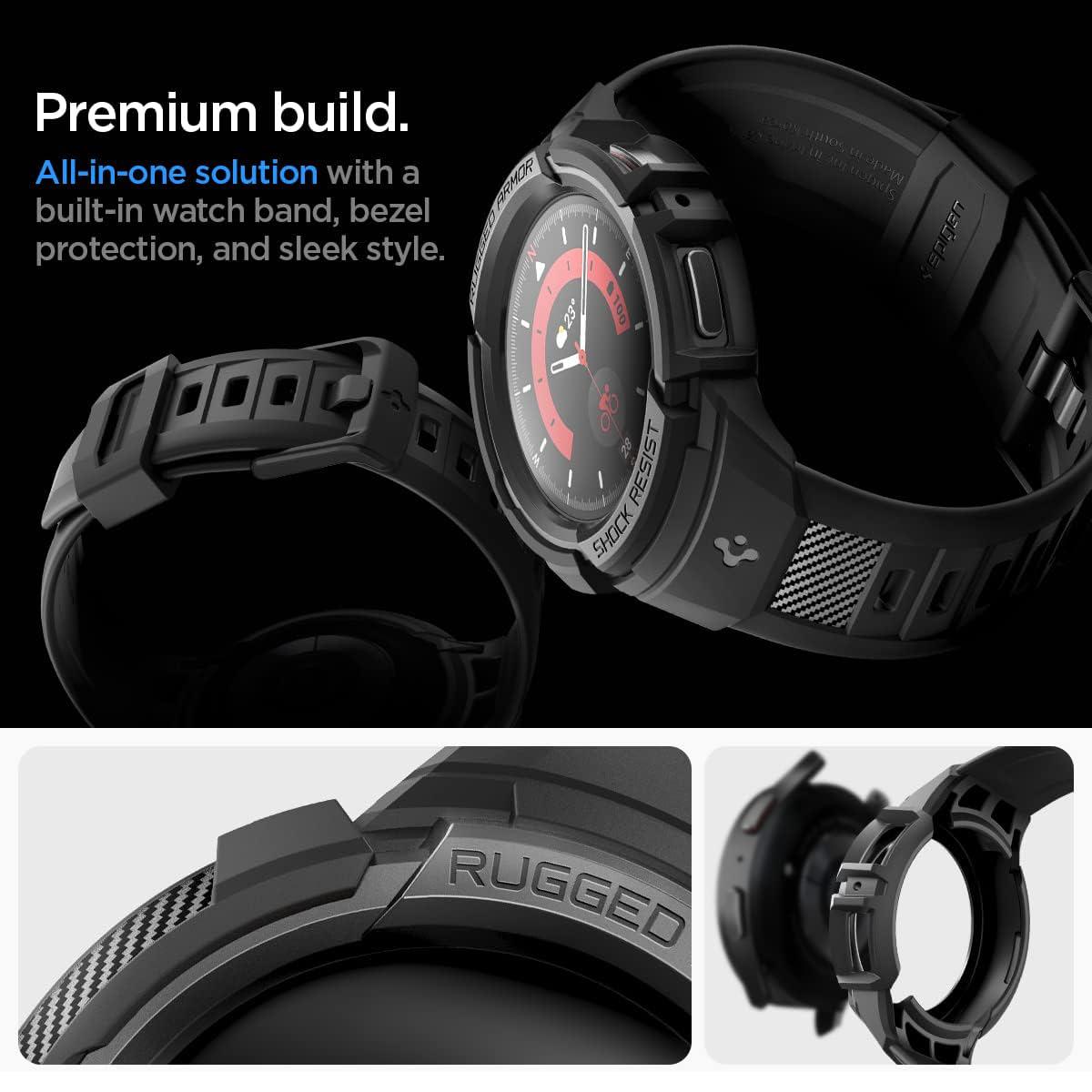 Spigen® Rugged Armor™ Pro ACS05301 Samsung Galaxy Watch 5 Pro (45mm) Case - Black