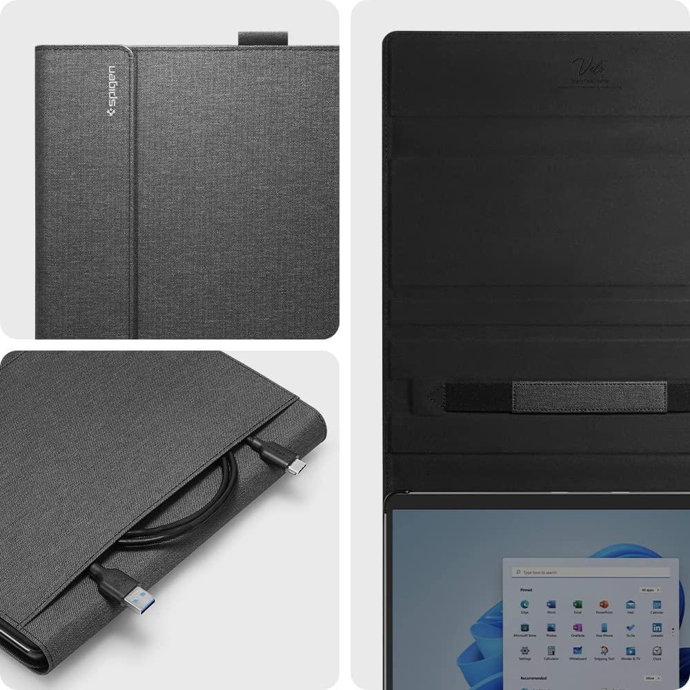 Spigen® Stand Folio™ ACS04208 Microsoft Surface Pro 9 / 8 Case - Charcoal Gray